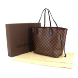 Louis Vuitton Damier Neverfull MM Tote Bag Ebene Cerise Brown