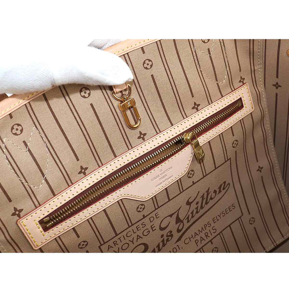 Louis Vuitton Monogram Neverfull MM Tote Bag Brown Beige