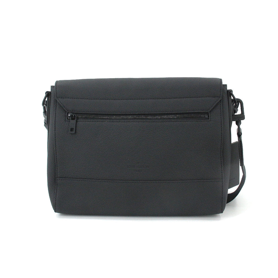 Louis Vuitton Aerogram Takeoff Messenger Shoulder Bag Leather Black