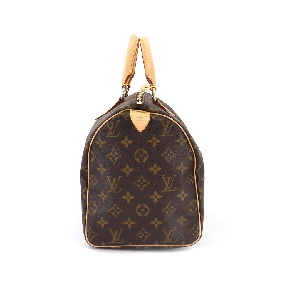 Louis Vuitton Monogram Speedy 30 Hand Bag Brown Gold Hardware