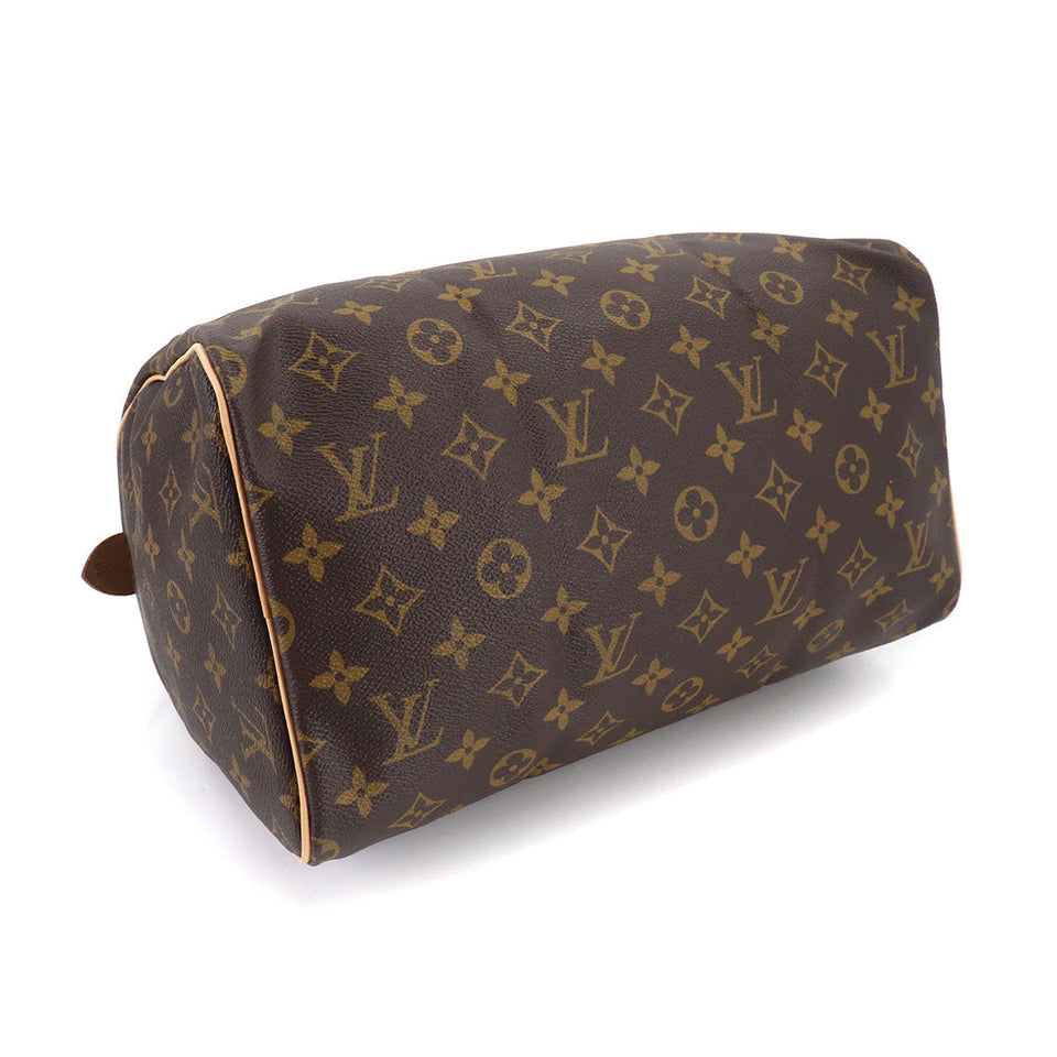 Louis Vuitton Monogram Speedy 30 Hand Bag Brown Gold Hardware