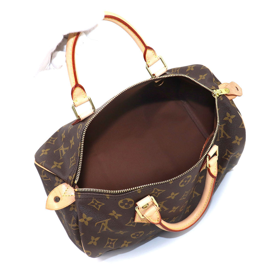Louis Vuitton Monogram Speedy 30 Hand Bag Brown Gold Hardware