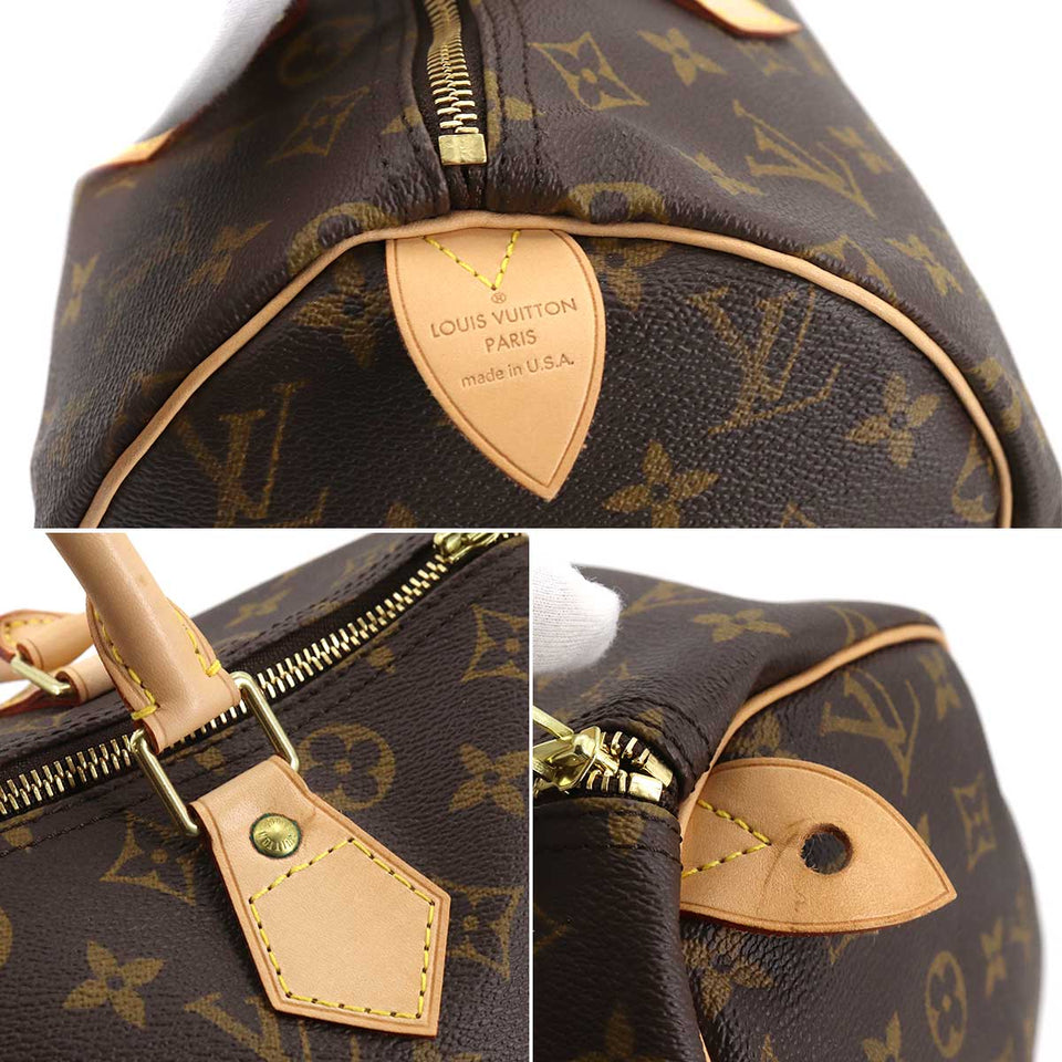 Louis Vuitton Monogram Speedy 30 Hand Bag Brown Gold Hardware