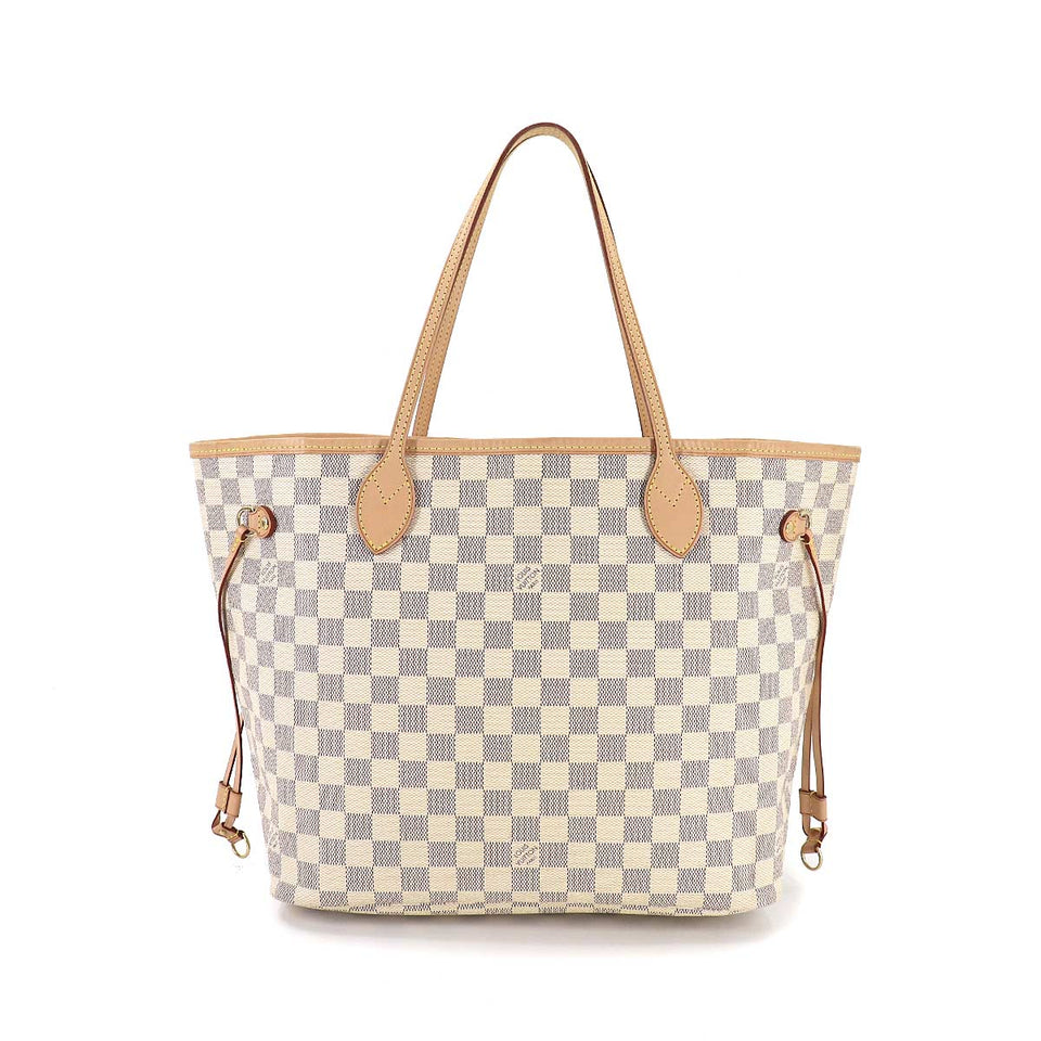 Louis Vuitton Damier Azur Neverfull MM Tote Bag White