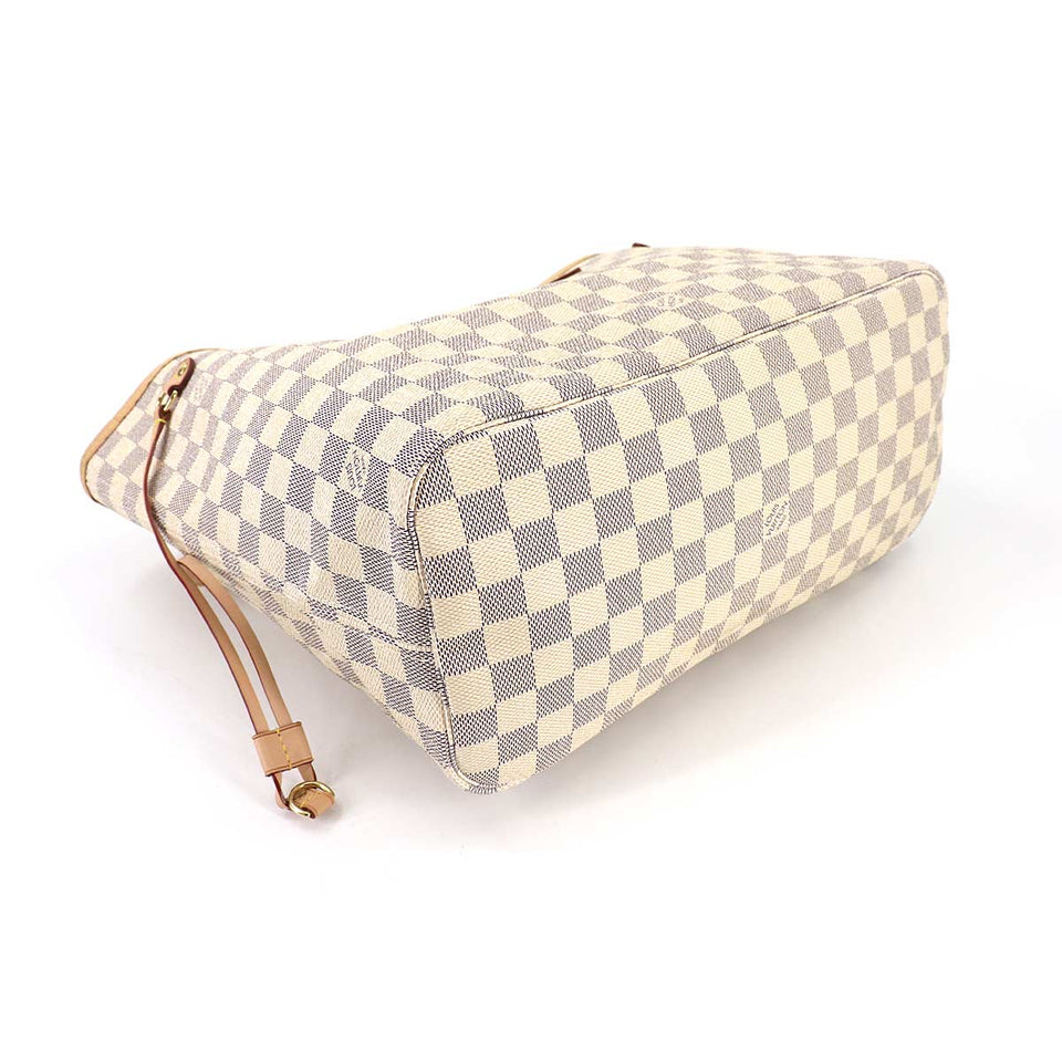 Louis Vuitton Damier Azur Neverfull MM Tote Bag White