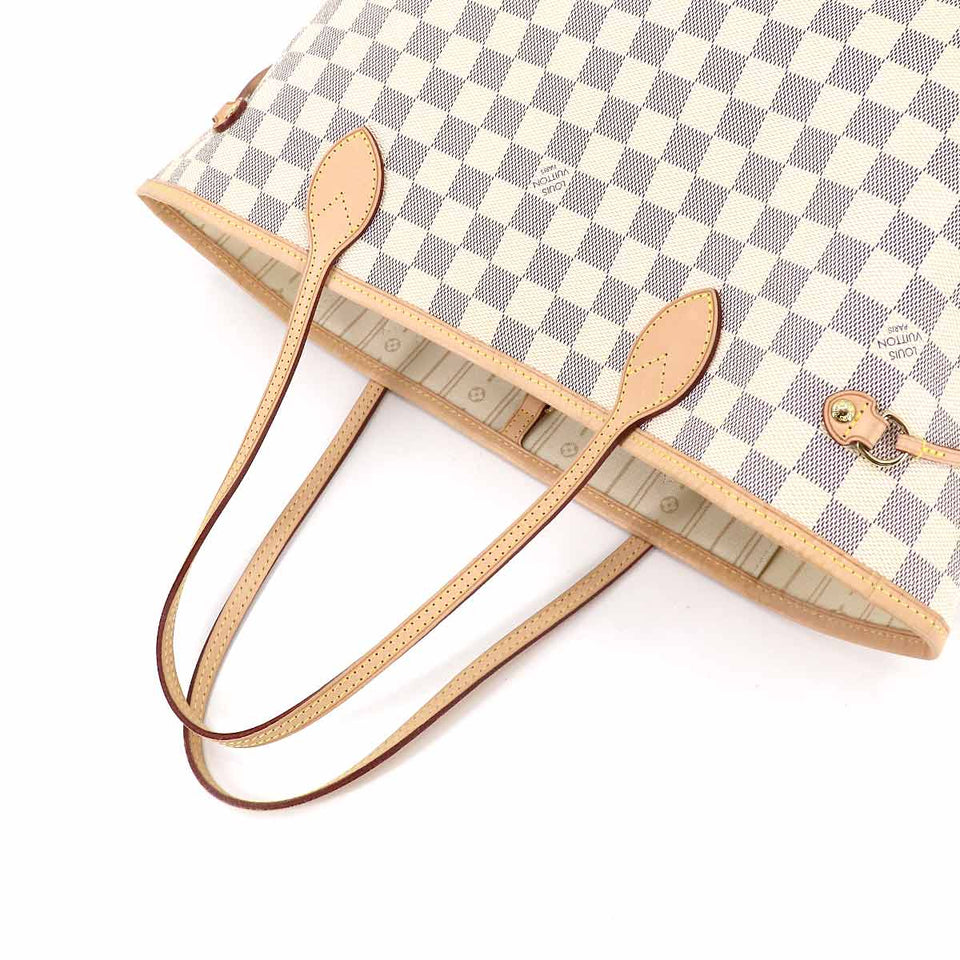 Louis Vuitton Damier Azur Neverfull MM Tote Bag White