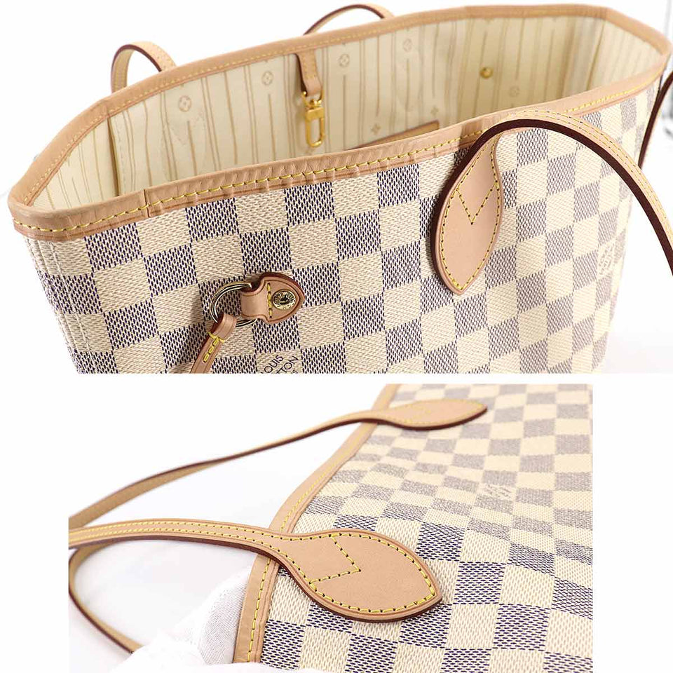 Louis Vuitton Damier Azur Neverfull MM Tote Bag White