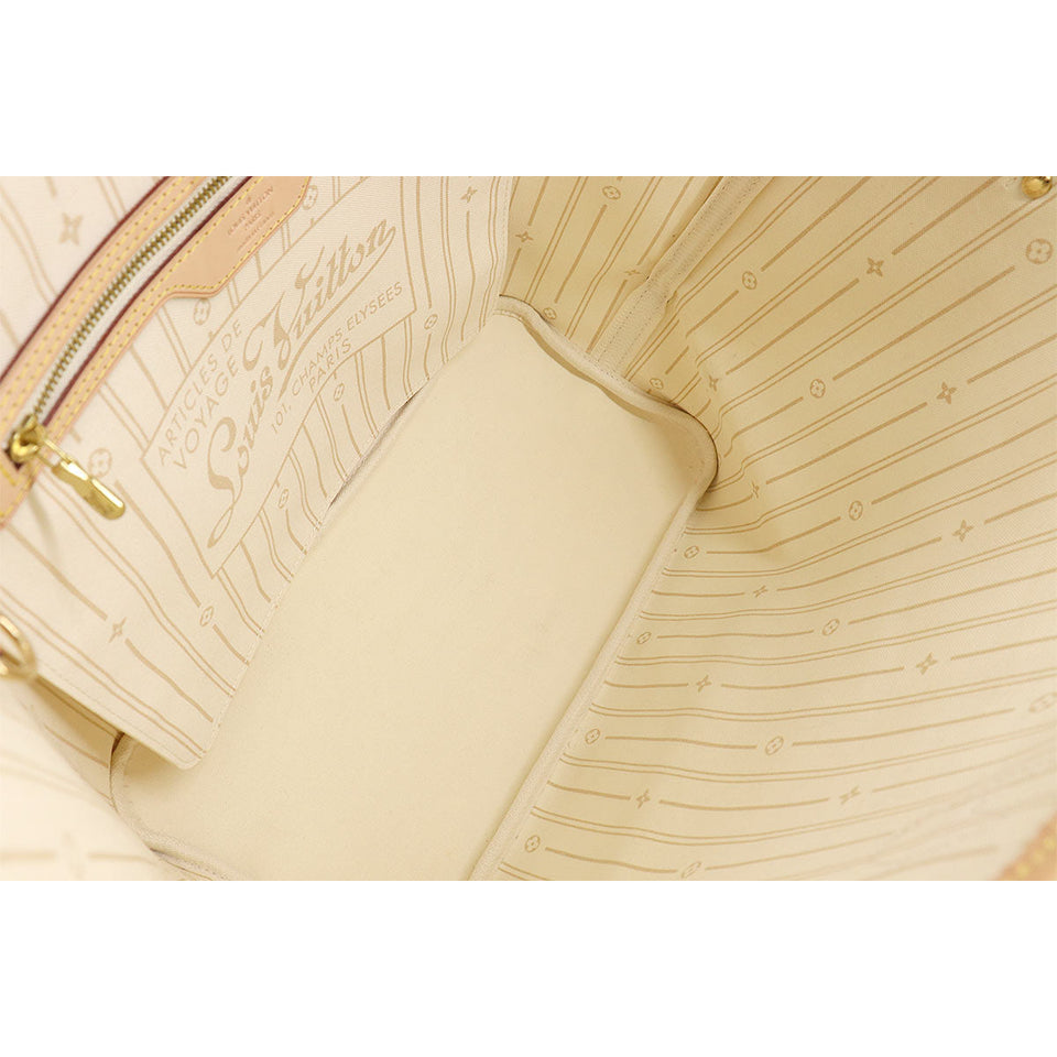 Louis Vuitton Damier Azur Neverfull MM Tote Bag White