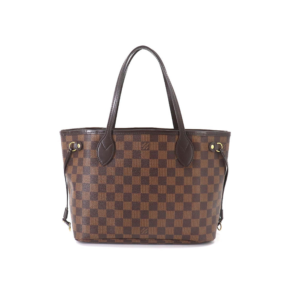 Louis Vuitton Damier Neverfull PM Tote Bag Brown Gold Hardware
