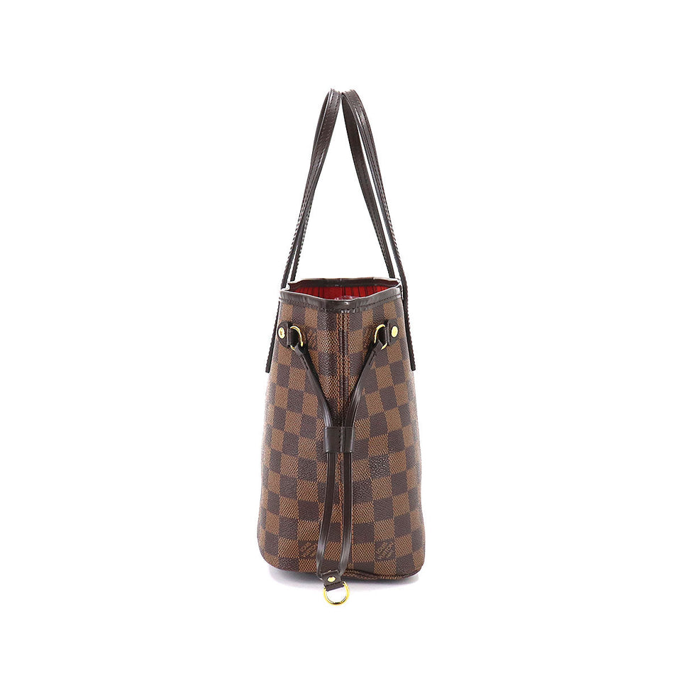 Louis Vuitton Damier Neverfull PM Tote Bag Brown Gold Hardware