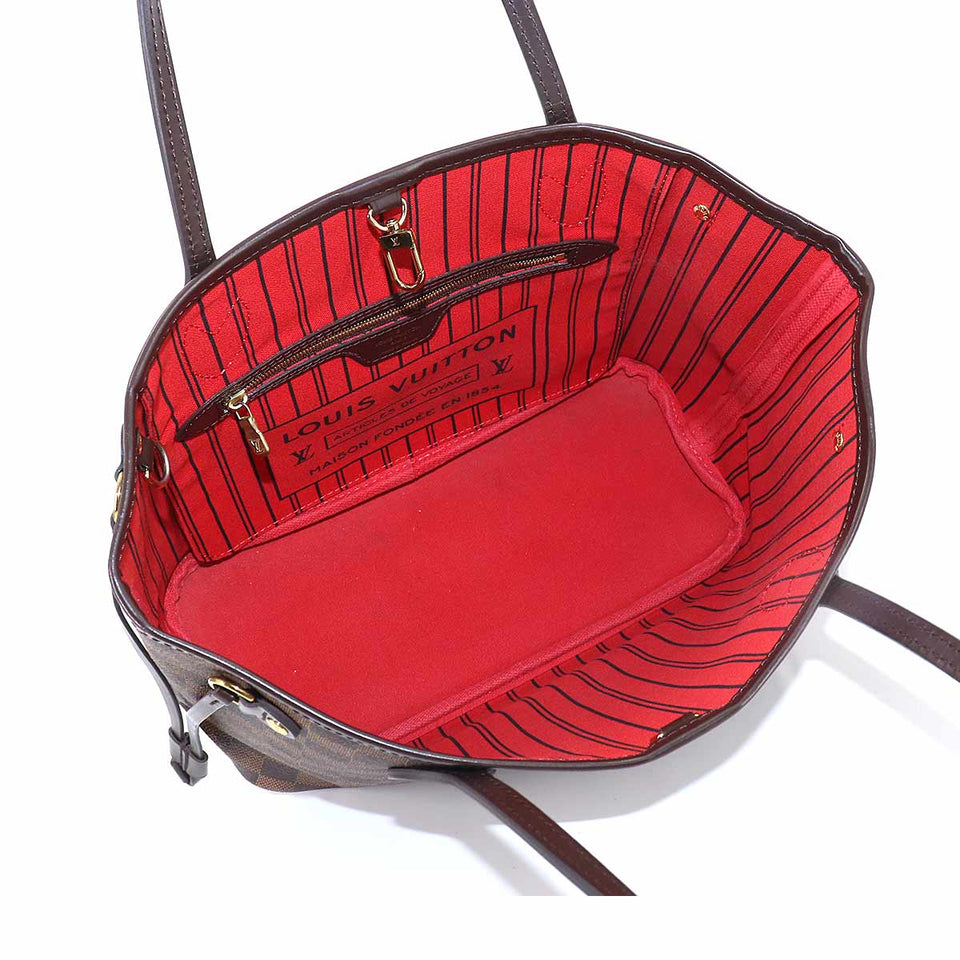 Louis Vuitton Damier Neverfull PM Tote Bag Brown Gold Hardware