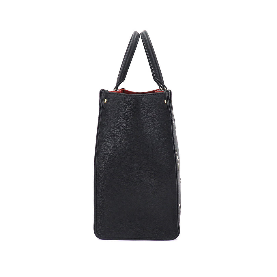 Louis Vuitton Monogram Implant On The Go MM 2way Tote Bag Black Beige