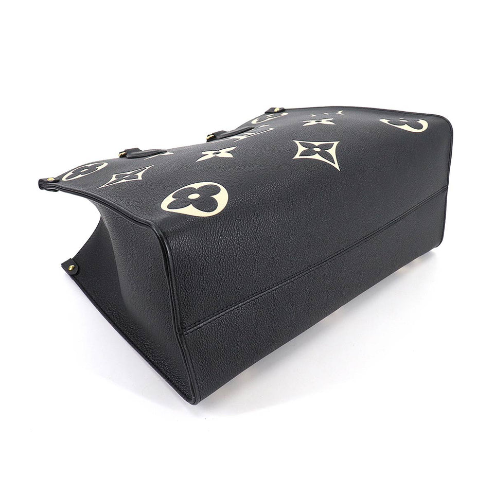 Louis Vuitton Monogram Implant On The Go MM 2way Tote Bag Black Beige