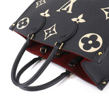 Louis Vuitton Monogram Implant On The Go MM 2way Tote Bag Black Beige