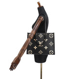 Louis Vuitton Monogram Implant On The Go MM 2way Tote Bag Black Beige