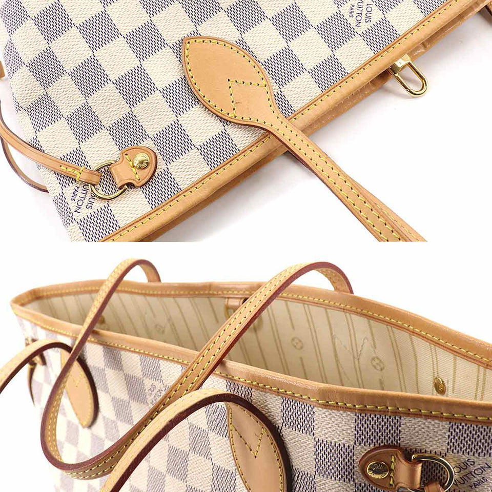 Louis Vuitton Damier Azur Neverfull PM Tote Bag White