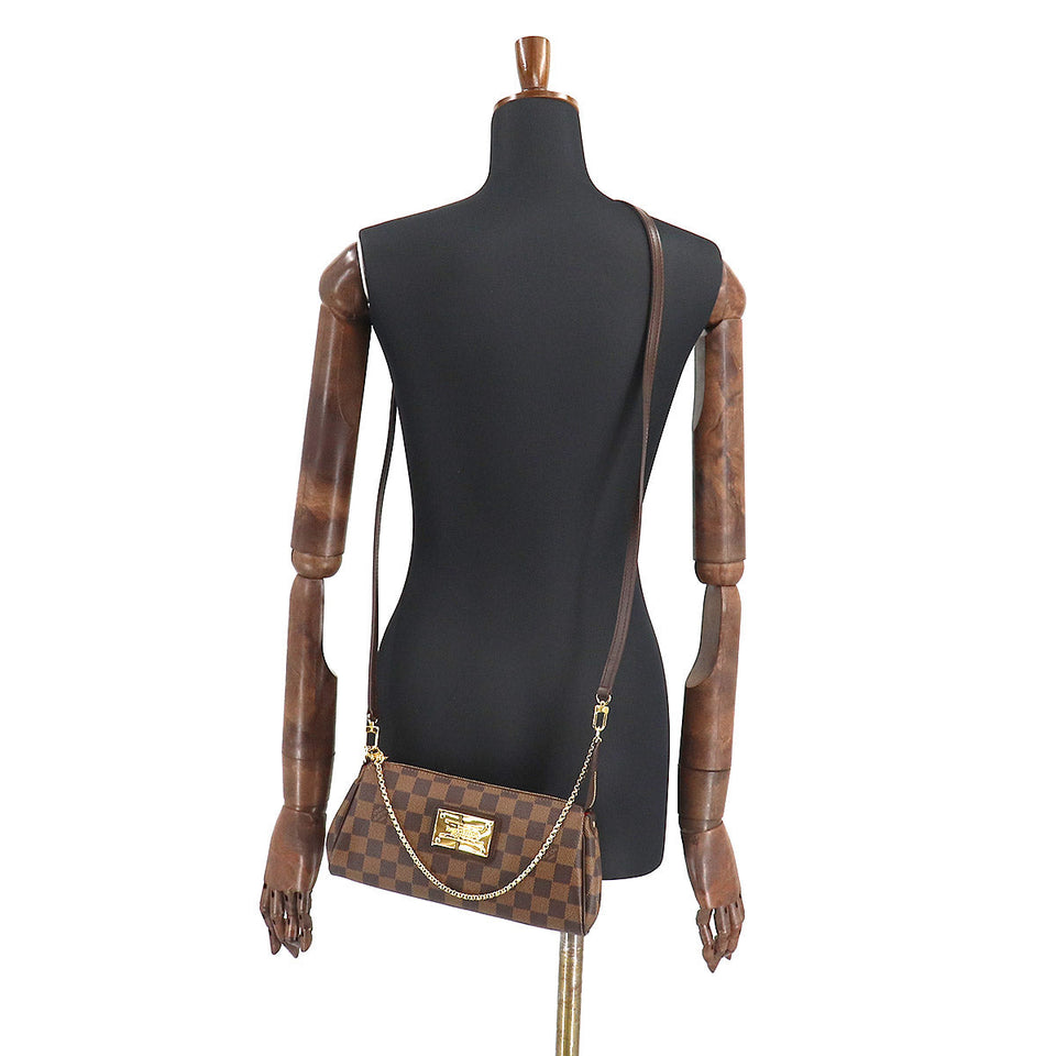 Louis Vuitton Damier Eva 2way Hand Shoulder Bag Ebene Brown