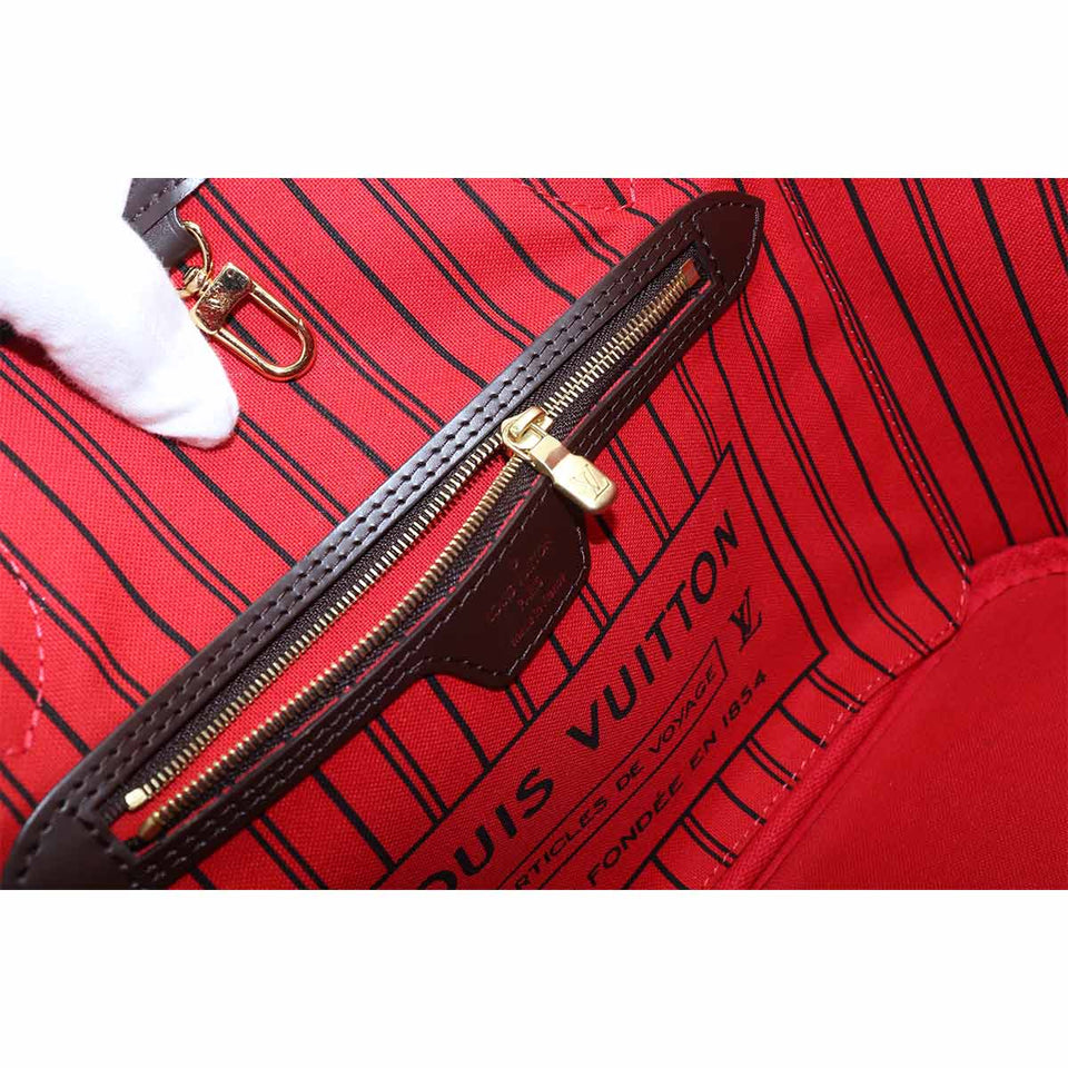 Louis Vuitton Damier Neverfull PM Tote Bag Brown Gold Hardware