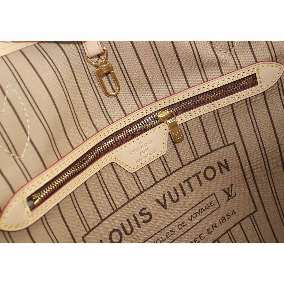 Louis Vuitton Monogram Neverfull MM Tote Bag Brown Beige