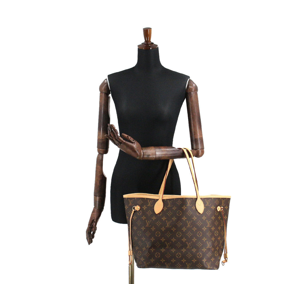 Louis Vuitton Monogram Neverfull MM Tote Bag Brown Beige