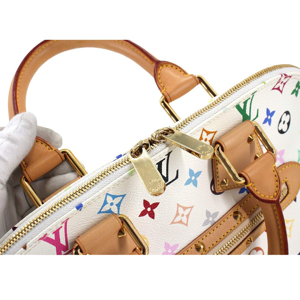 Louis Vuitton Monogram Multicolor Alma Hand Bag White