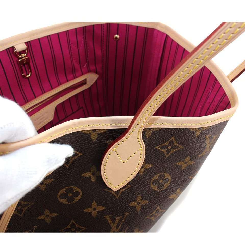 Louis Vuitton Monogram Neverfull PM Tote Bag Brown Pivoine