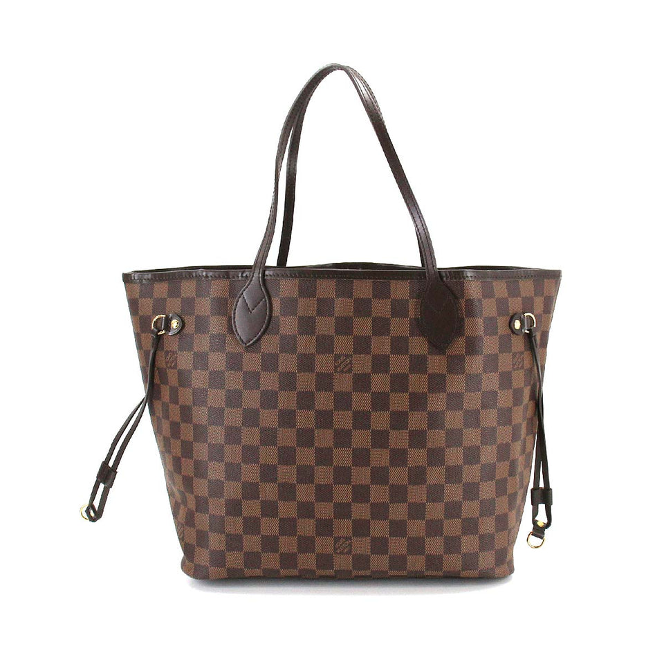 Louis Vuitton Damier Neverfull MM Tote Bag Ebene Brown Gold Metal