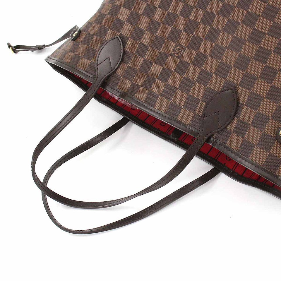 Louis Vuitton Damier Neverfull MM Tote Bag Ebene Brown Gold Metal