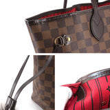 Louis Vuitton Damier Neverfull MM Tote Bag Ebene Brown Gold Metal