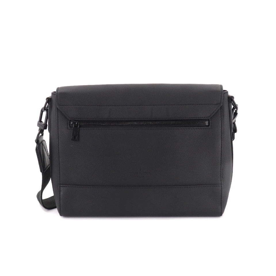 Louis Vuitton Aerogram Takeoff Messenger Shoulder Bag Leather Black