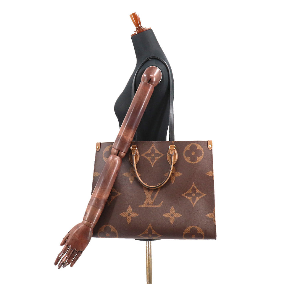 Louis Vuitton Giant Monogram Onthego GM 2way Tote Shoulder Bag Brown