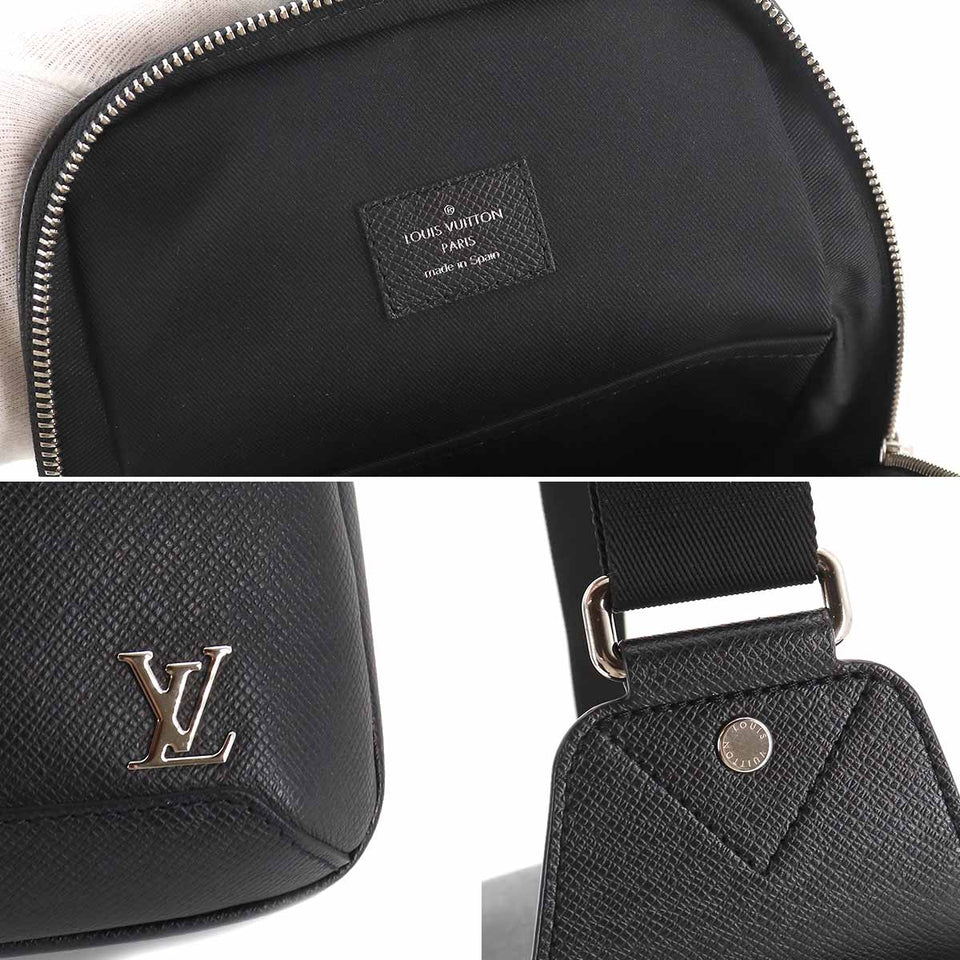 Louis Vuitton Taiga Avenue Sling Body Bag Leather Black