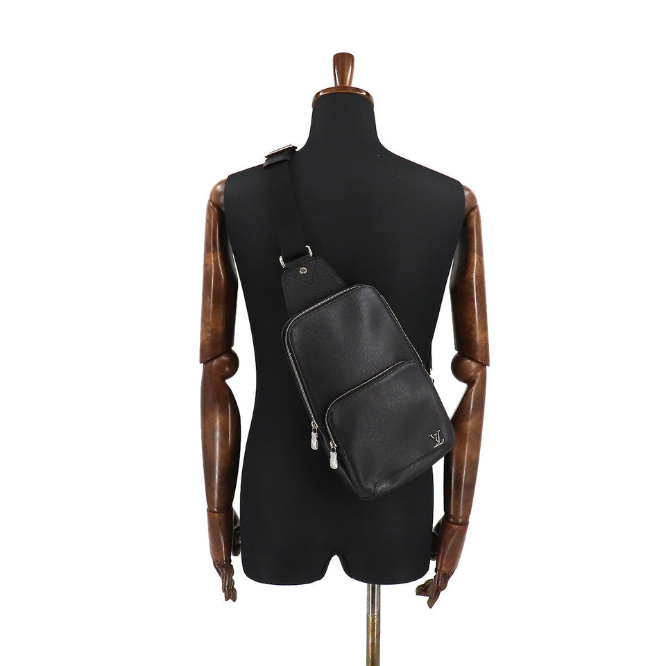 Louis Vuitton Taiga Avenue Sling Body Bag Leather Black