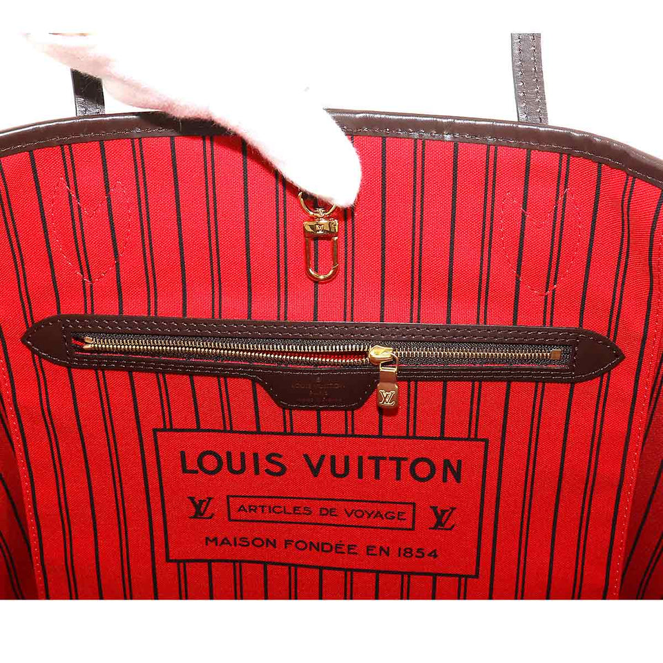 Louis Vuitton Damier Neverfull MM Tote Bag Ebene Brown
