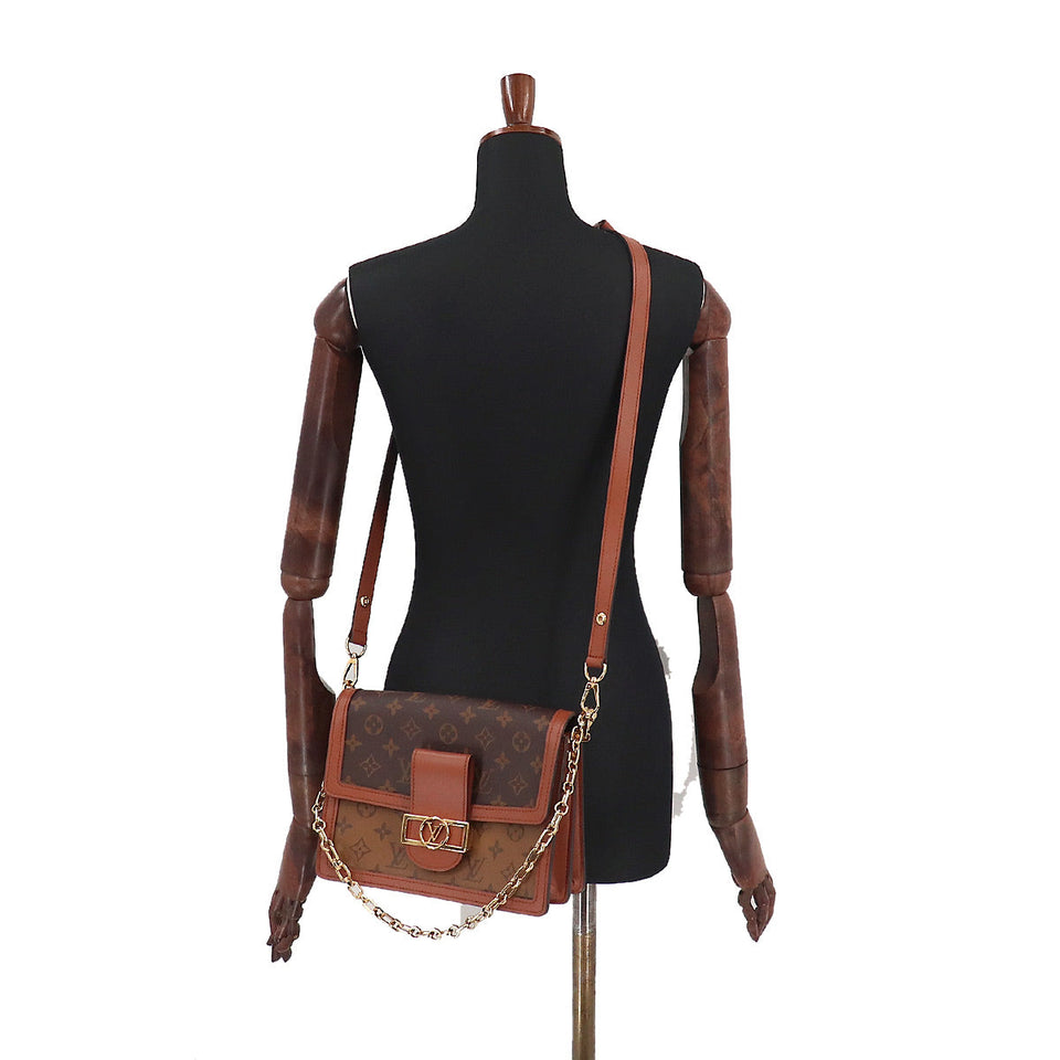 Louis Vuitton Monogram Reverse Dauphine MM 2way Shoulder Bag Brown