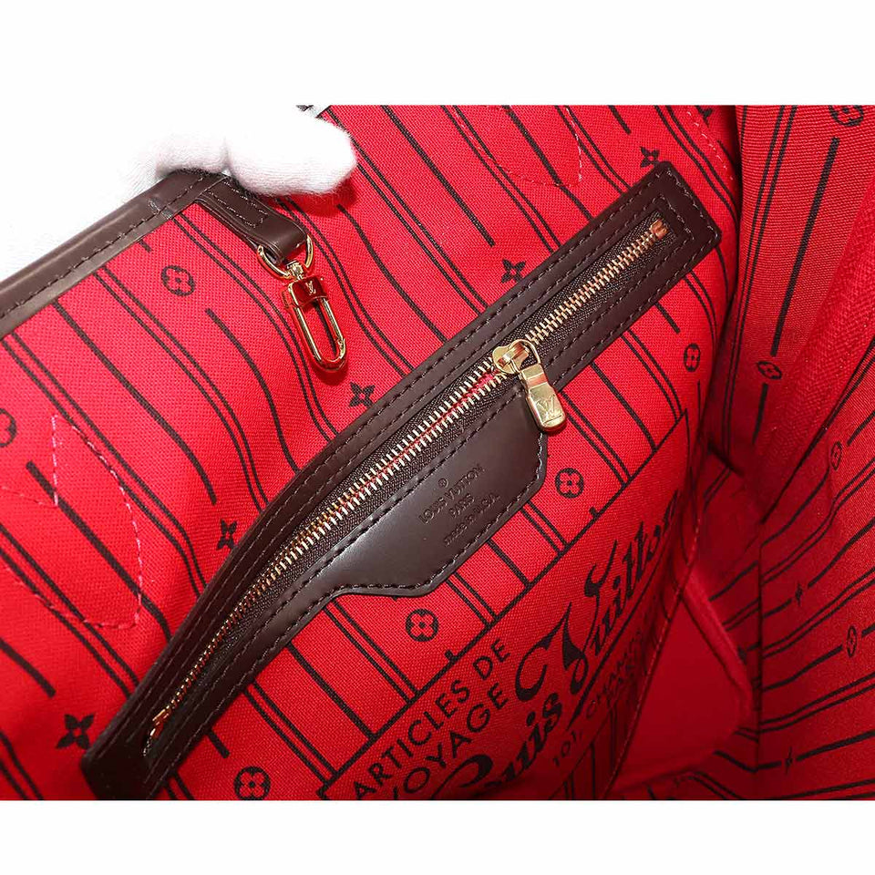 Louis Vuitton Damier Neverfull MM Tote Bag Ebene Brown