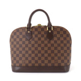 Louis Vuitton Damier Alma Hand Bag Ebene Brown Gold Hardware