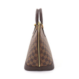 Louis Vuitton Damier Alma Hand Bag Ebene Brown Gold Hardware
