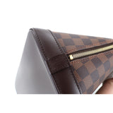 Louis Vuitton Damier Alma Hand Bag Ebene Brown Gold Hardware