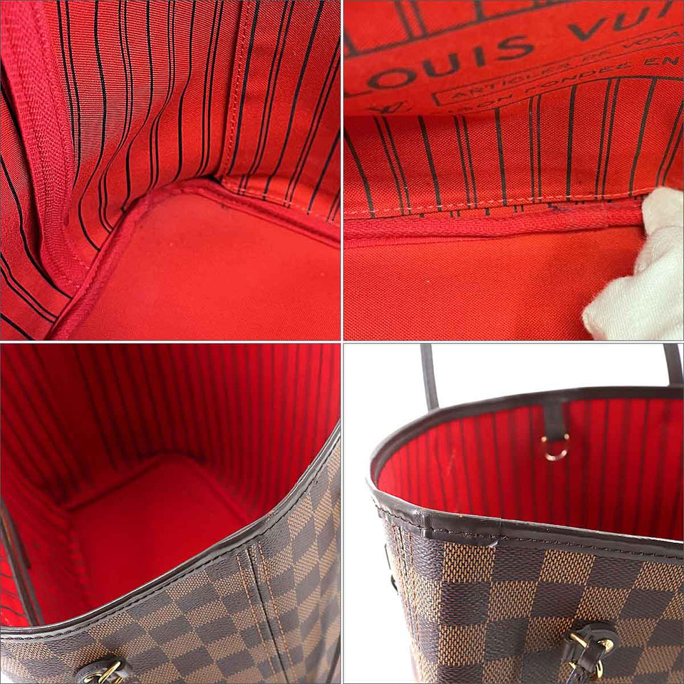 Louis Vuitton Damier Neverfull MM Tote Bag Ebene Cerise Brown