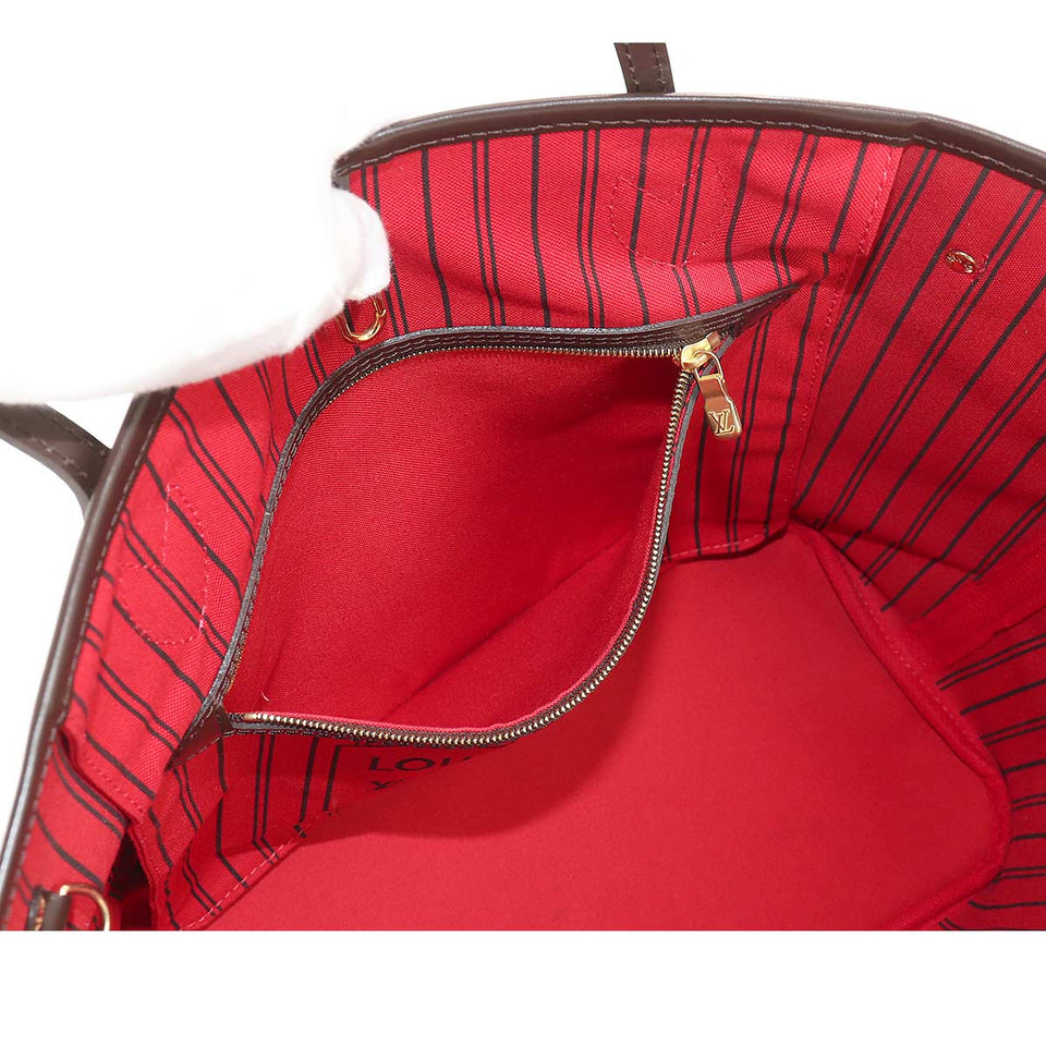 Louis Vuitton Damier Neverfull MM Tote Bag Ebene Cerise Brown