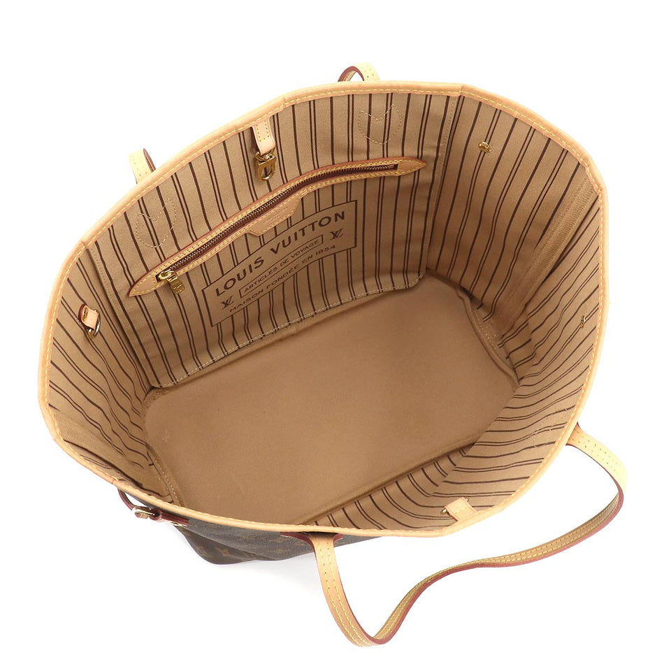 Louis Vuitton Monogram Neverfull MM Tote Bag Brown Beige
