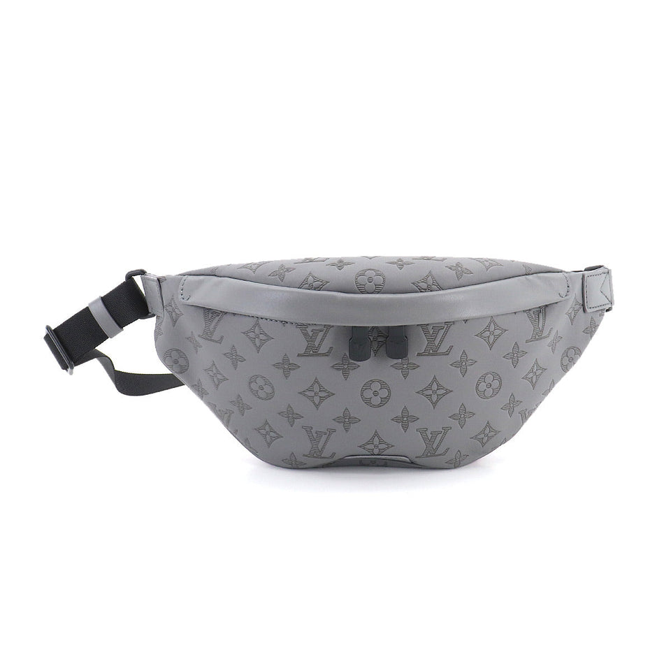 Louis Vuitton Monogram Shadow Discovery Bum Bag Leather Gray