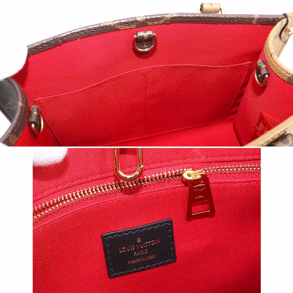 Louis Vuitton Giant Monogram Onthego PM 2way Hand Shoulder Bag Brown