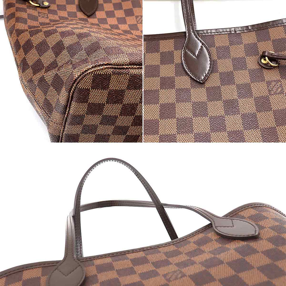 Louis Vuitton Damier Neverfull MM Tote Bag Ebene Series Brown