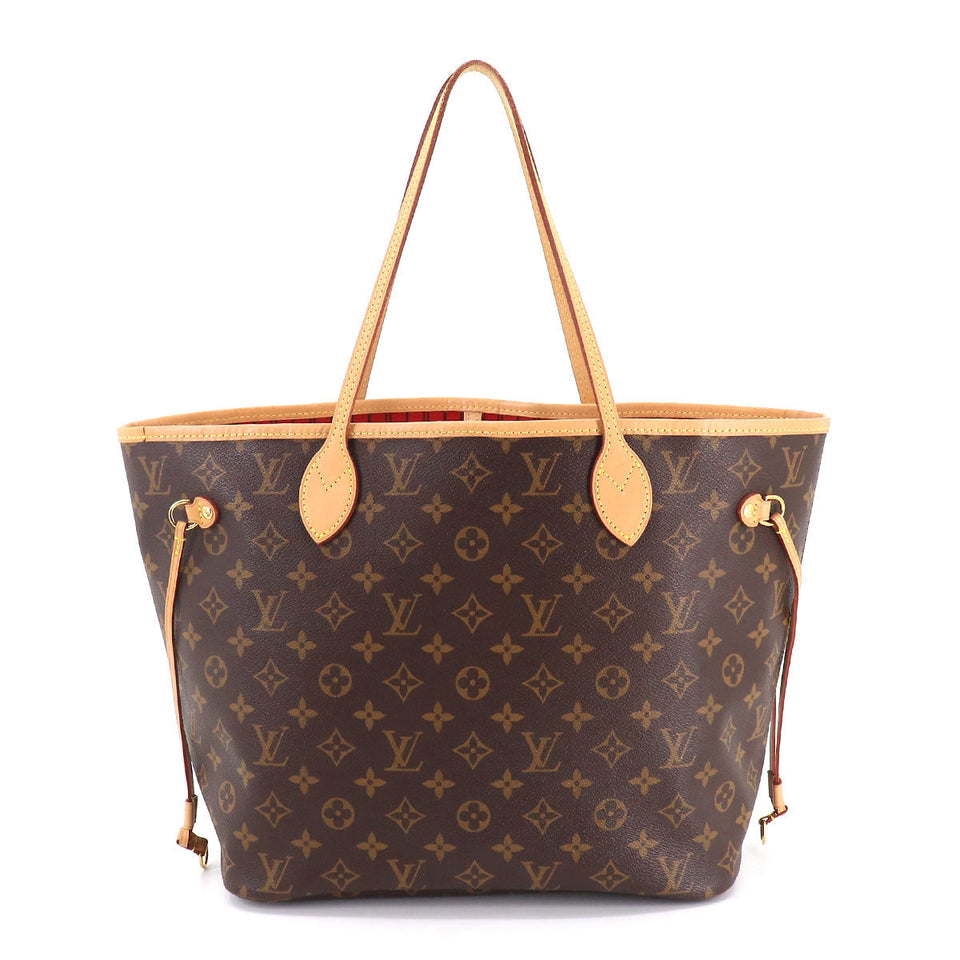 Louis Vuitton Monogram Neverfull MM Tote Bag Brown Gold Metal