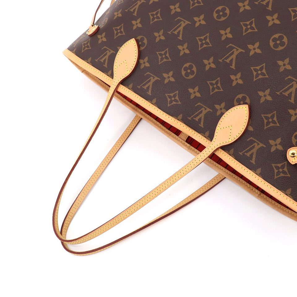 Louis Vuitton Monogram Neverfull MM Tote Bag Brown Gold Metal