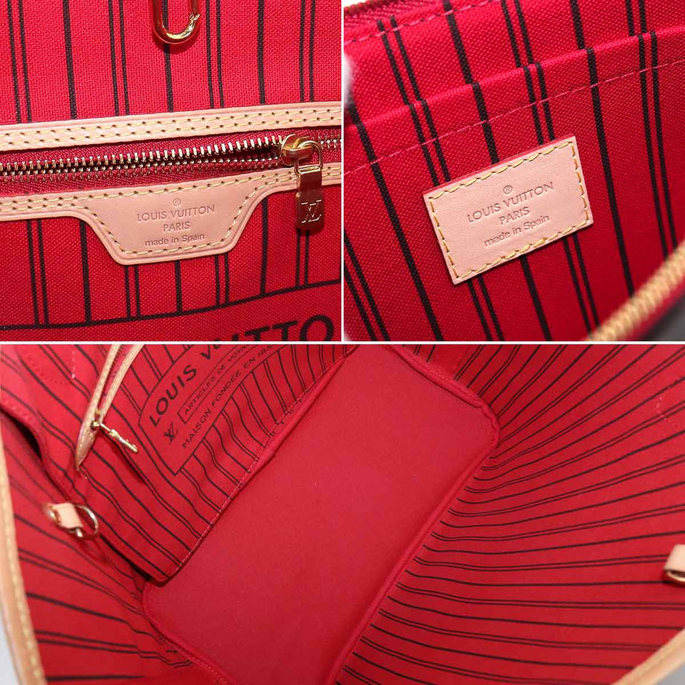 Louis Vuitton Monogram Neverfull MM Tote Bag Brown Gold Metal