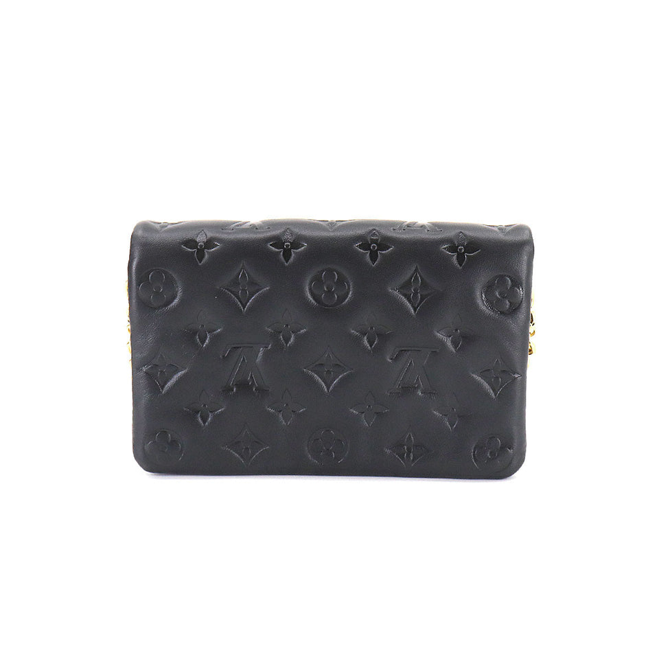 Louis Vuitton Pochette Coussin 2way Shoulder Clutch Bag Leather Noir