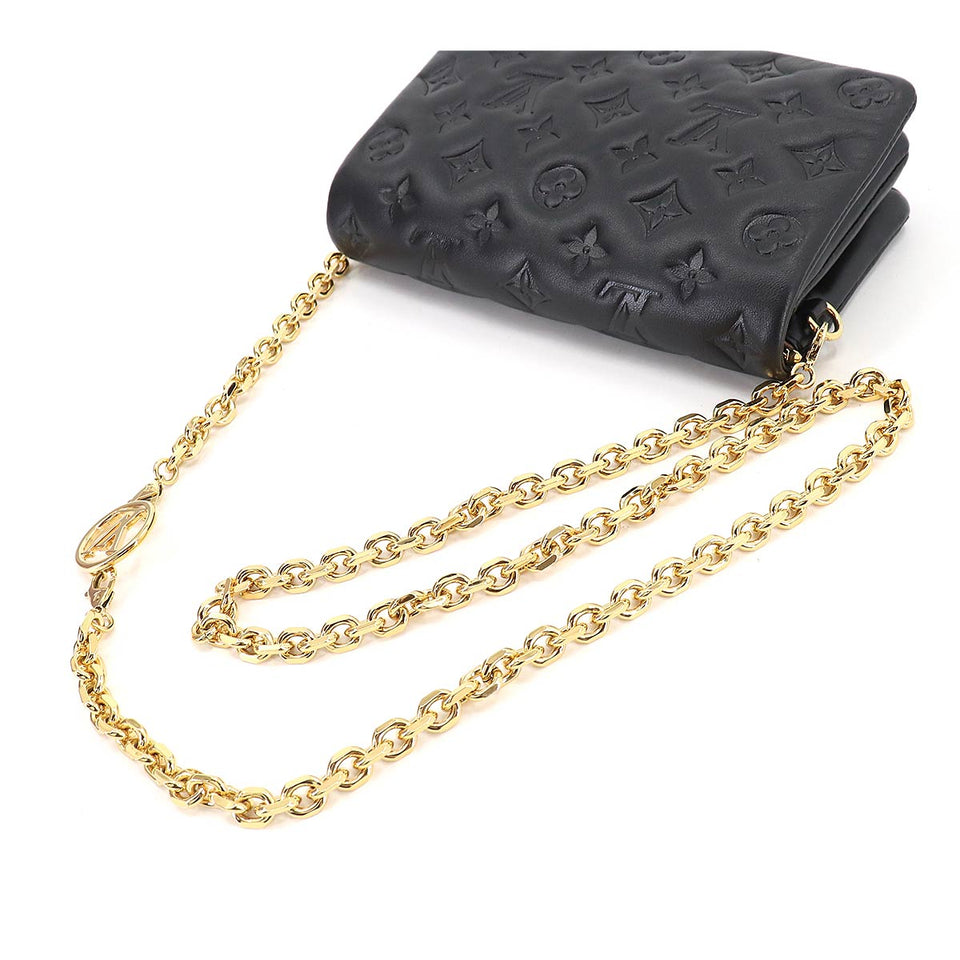 Louis Vuitton Pochette Coussin 2way Shoulder Clutch Bag Leather Noir